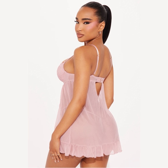 FASHION NOVA Take Me To Paris Lace Babydoll - Rose - Picture 2 of 3